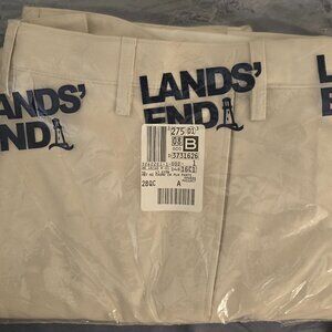 Lands' End no iron comfort waist traditional fit plain front chino pants, NWT